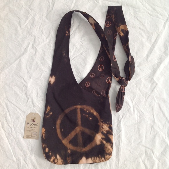 Hand Crafted Handbags - Cross Body Handmade Bag Peace Signs